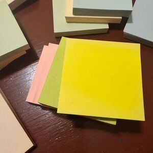 Lot of various size paper notepads, sticky note, etc